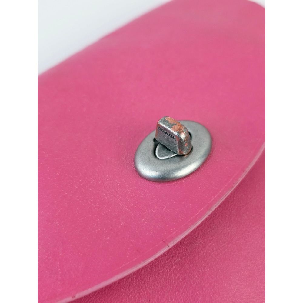 Coach Pink Leather Turnlock Pouch Envelope Clutch Bag Fuchsia Pink - Picture 8 of 15
